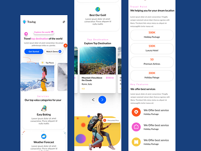 Travel Mobile App Design design graphic design illustration landing page logo mobile app design travel app design travel landing page typography ui ux vector