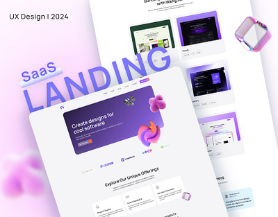 SaaS Landing Page – Modern & Vibrant 2024 adminpanel branding dashboard design design figma figma design landing page saas saas landing ui ui design user interface userexperience ux ux design website design wireframe