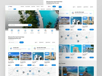 Hotel Booking Platform app cards chart clean design fireart stay ui ux web