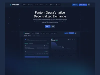Equalizer - Website Design bitcoin crypto dark mode decentralised finance defi eth home page home page design marketing website product design web designer website design xrp
