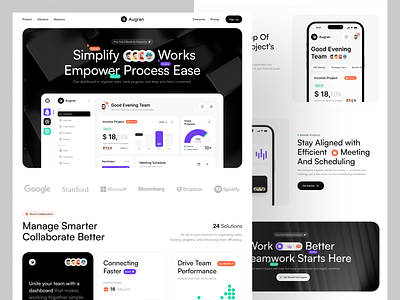 Augran - Team Management Landing Page design landing page product project project management task task management team management ui ui design ux web web design website