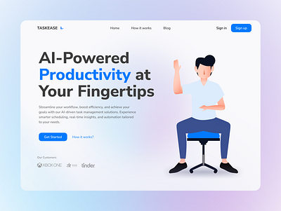 AI-Powered Task Management | Hero Section Design animation app app design brand branding design graphic design hero section illustration logo popular design re design software design task management ui user research ux uxr website design website hero section