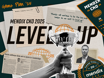 CKO Level Up 20 years branding cko design football game plan green illustration jock level up locker room mixed media orange reporter sports team trophy typography vintage winner