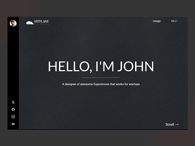 Artflare - The Ultimate One-Page Portfolio Template creative design horizontall scroll landing page noise personal portfolio portfolio website template ui ux video web web design webdesign webflow webflow template website