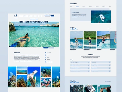 Sail Caribbean Website activities adventure blue camp cards desktop design figma hero image gallery ocean slider summer surfing tabs travel trip turtle ui water web design