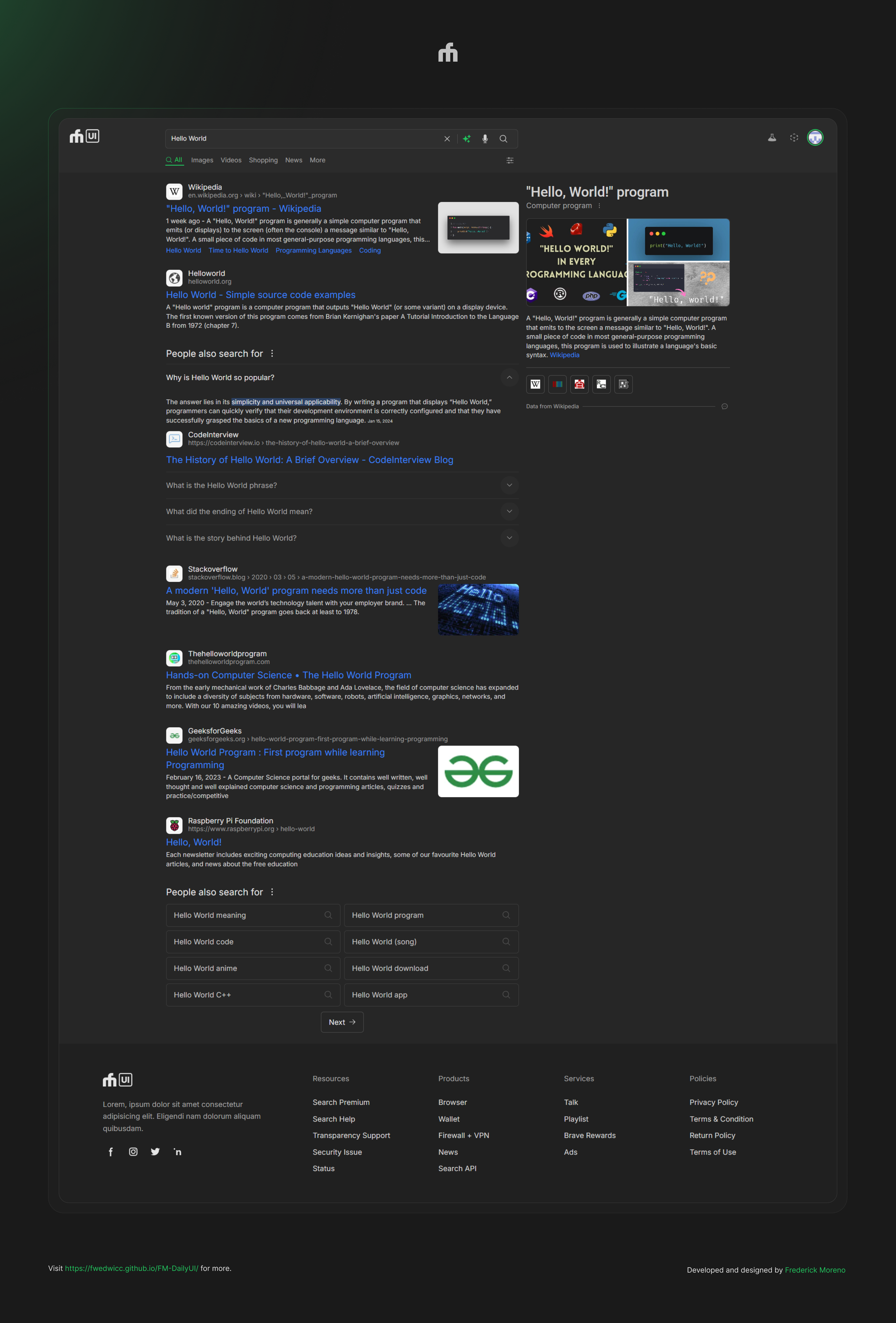 FM Daily UI S1 • 22 browser challenge 22 daily ui fmui search ui ux web design