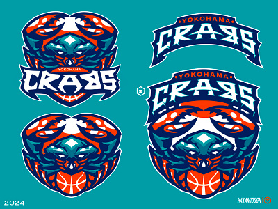 YOKOHAMA CRABS BASKETBALL LOGO 2knb baseball basketball basketballmascot branding crabillustration crabslogo crabsmascot design gaming illustration logo mascot mlblogo nbalogo nhllogo nllogo sport sportpacklogo tournamentlogo