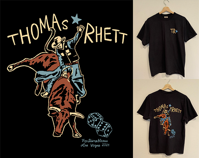 Thomas Rhett Merch Bull Rider Tee band band merch branding concert country country music cowboy festival illustration las vegas lettering merch music musician ranch rodeo t shirt thomas rhett vegas western