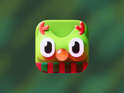 Christmas outfit Duolingo 3d appicon christmas duolingo elk icons illustration logo