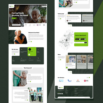 Home care services elder care services figma graphic design home care services thumbnail landing page ui ux mockup