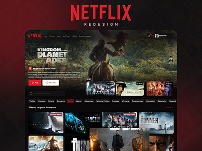 Netflix Redesigned branding desktop interface ui uiux