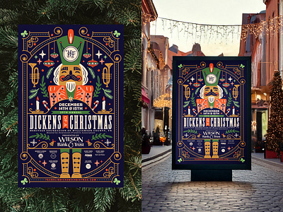 Dickens of a Christmas Festival Poster branding christmas christmas festival color design dickens of a christmas festival festival poster graphic design illustration nutcracker typography vector vintage poster