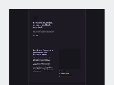 Software developer portfolio website dark dark mode dark ui design portfolio software software engineer ui web developer website