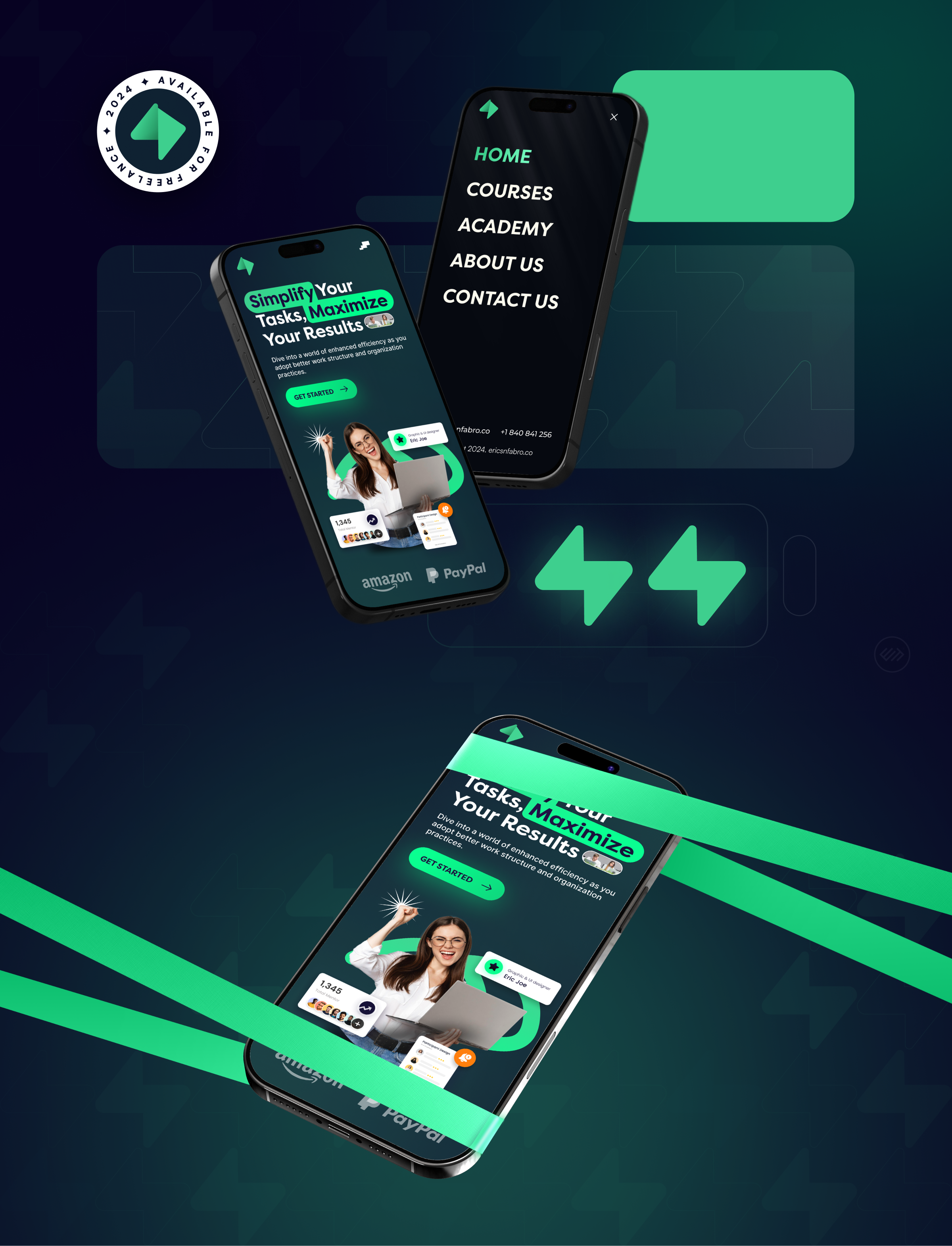 Gradz - Landing Page Banner app banner branding dark green design flat graphic design green landinpage mockup ui ux web web banner website