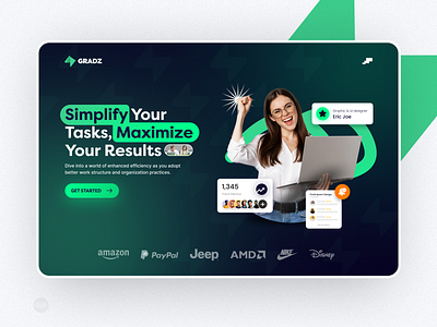 Gradz - Landing Page Banner app banner branding dark green design flat graphic design green landinpage mockup ui ux web web banner website