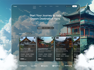 Voyago a Hotel hero header concept design ai airbnb clouds concept design hero header hotel hotel concept hotel site hotel website landing page minimal design minimal website modern design saas saas landing page travel travel landing page travel website ui uidesign