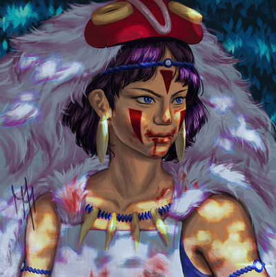 Mononoke art color digital drawing fanart ghibli illustration lighting mononoke painting photoshop princess studio study