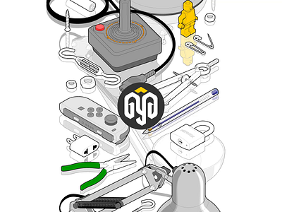 From the Isometric Vault of Vector Memories adobe illustrator bolts casettee devices diy engineering handyman instructional graphics isometric loop svg systematic design tech technical drawing technical graphics technical illustration tools toy vector graphics video game