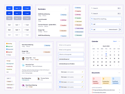 HR Management - Design System badges clean design components dashboard design system hr management interaction design minimal platform tags ui ui card user interface