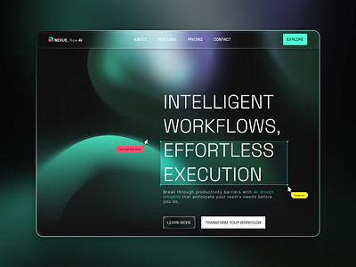 Nexus_flow AI - landing page dark theme futuristic gradient landing page ui website