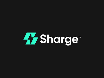 Sharge - Logo Design (Unused & For Sale) charging device green logo minimal modern monogram positive nagative powerbank product s saas shape sharge stripe technology thunder