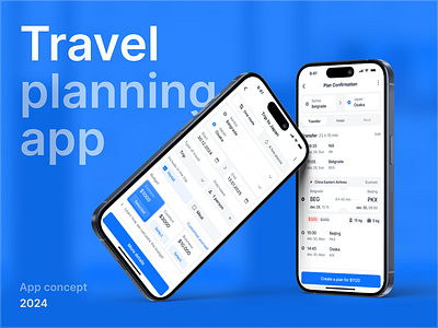 Mobile App Concept. Travel planning app blue concept design interfaces ios mobile app plan travel ui ux uxui