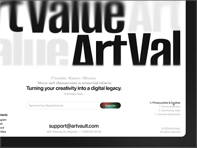 Creative Footer for Art Gallery app art design desktop footer interfaces landing landing block ui ux uxui