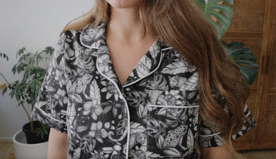 Textile & Graphic Design for Socha Atelier animal drawing black and white art flora and fauna pattern ink drawing jungle animals jungle pattern lounge wear melbourne designer melbourne illustrator pattern design plant drawing repeat pattern textile design