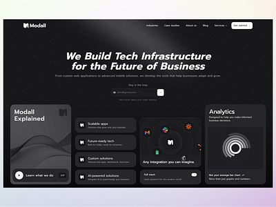 Homepage Hero Section UI Design for Software Company agency website dark mode elegant hero section homepage homepage ui modern professional software company web design web development website design