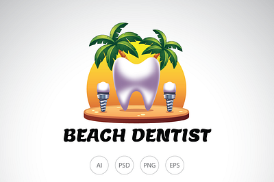 Beach Dentist Logo Template beach logo dental dental logo dentist dentist logo logo