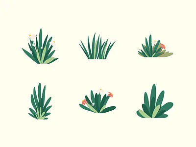 Wild Flowy Field Grass Illustration bush