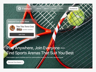 Findspo - Hero Section herosection landingpage sports tennis uiux website