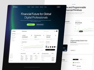 Financial - Landing Page animation clean dashboard design designer finance financial fintech interaction landing page motion graphics ui uidesign ux uxdesign uxerflow web design