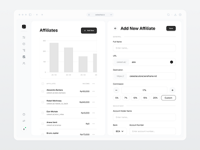 Affiliate Dashboard affiliate dashboard figma marketing minimalist saas ui ux web design