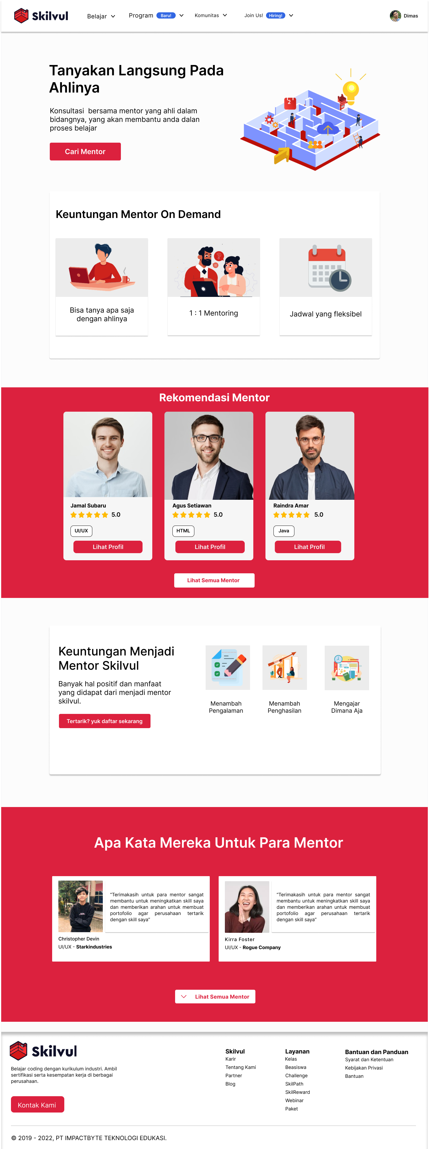 Skilvul - Mentor & Mentee Landing Page by Laila Nur Fardah on Dribbble