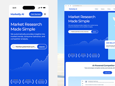 Marketly AI – Responsive Landing Page clean data design landing page market research responsive ui web website