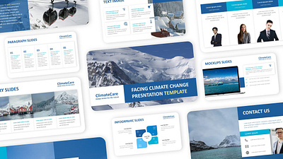 Climate Care Presentation branding climate design elegant graphic design powerpoint presentation template ui