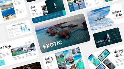 Exotic Escapes Presentation beach branding design elegant escape exotic exotic escapes graphic design powerpoint presentation template travel traveling