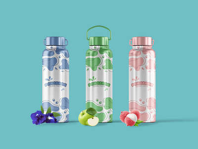 Fresh Water – Vibrant Hydration Design apel bottle butterfly pea drink fresh graphic design lychee mockup water