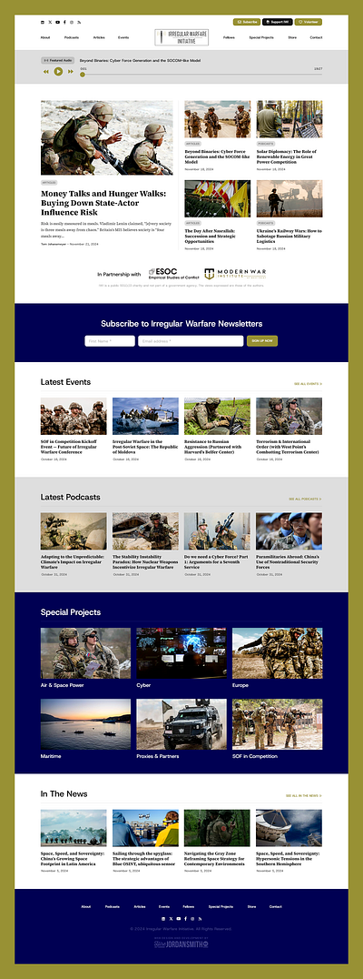 Irregular Warfare Initiative (V2) // Web Design article blog event magazine military news podcast war web design