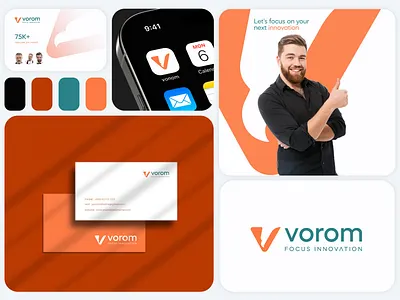 Vorom logo branding custom logo eagle focus graphic design icon identity innovation logo logo mark tech technology v logo v mark