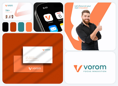 Vorom logo branding custom logo eagle focus graphic design icon identity innovation logo logo mark tech technology v logo v mark