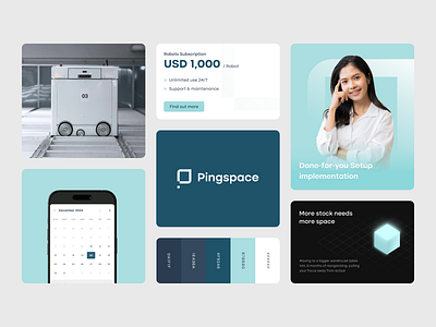 Pingspace - Robotic Warehouse Landing Page application branding design flat graphic design identity illustration interface landing page logo motion graphics robot ui vector warehouse web