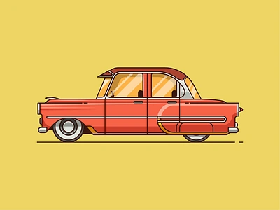 Old Chevy car cars chevrolet classic flat design graphic design icon illustration line art logo outline retro vector vintage