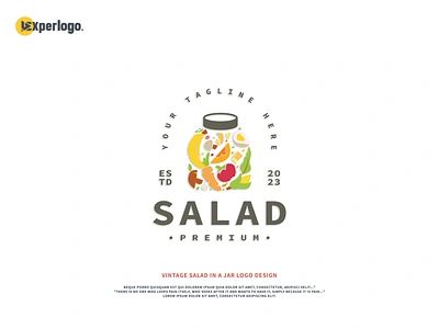 vintage salad in a jar logo design