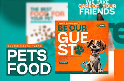 Pet Food and Care Social Media Design Pack branding care cat care creative design dogs care food graphic design illustration marketing media pet pet care pet care posts pet food post posts social social media social posts