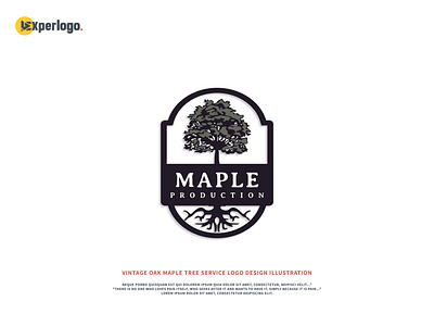 Vintage Oak Maple tree service logo design illustration