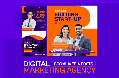 Digital Services Agency Social Media Posts Template agency branding creative design digital digital services graphic design illustration marketing media posts post posts services services agency social social media start up