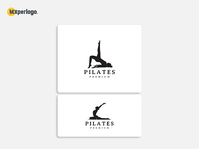 Beauty girl Pilates silhouette gym logo design