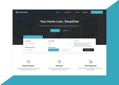 Founda. Nest: Loan Web Design Concept cleandesign designconcept financialtools homeloanplatform intuitivedesign professionaldesign seamlessux simpledesign uiuxdesign userexperience webdesign